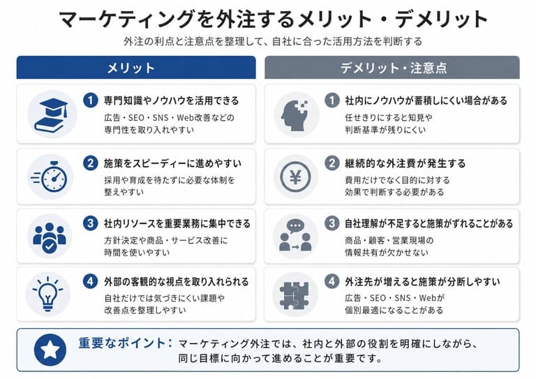 マーケティングを外注するデメリットと注意点