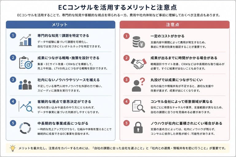 ECコンサルを活用するメリットと注意点